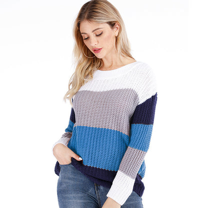 Pull-over Rayé Ample Arc-en-ciel en Maille pour Femme